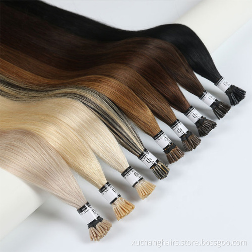 i tip hair extensions Wholesale Double Drawn Indian Remy Raw Itip Extension Hair Blonde Virgin 100% Human Hair Extension i tip